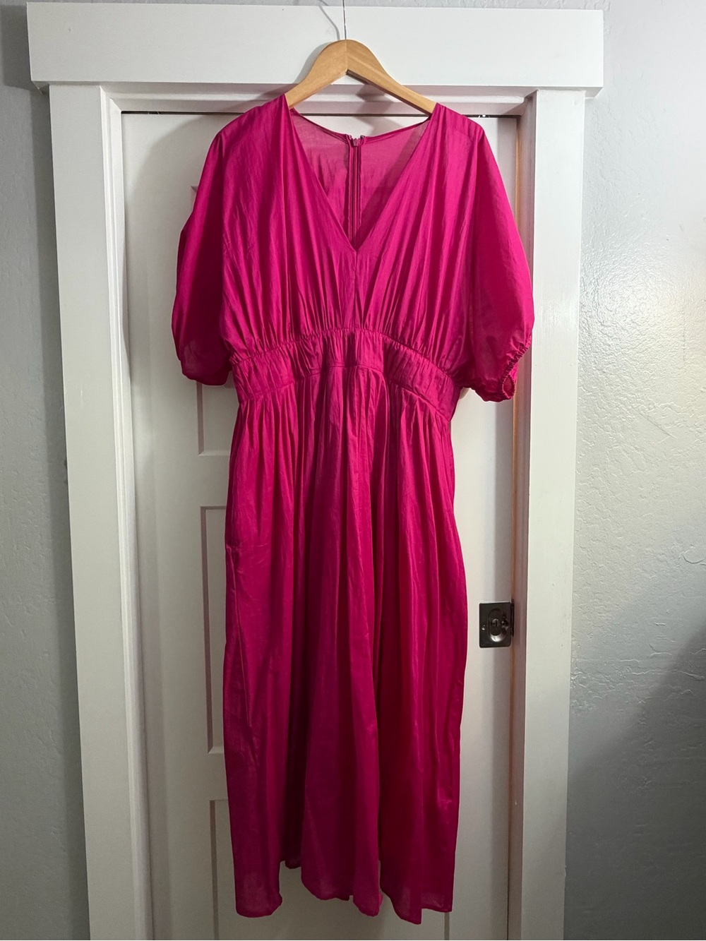 Banana Republic Bright Fuchsia V-Neck Midi Dress